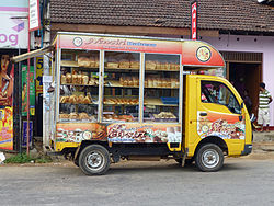 Side view of the same bakery micro-van in Sri-Lanka