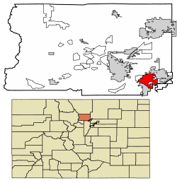 Localização da cidade de Louisville em Boulder County, Colorado.