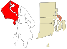 Bristol County Rhode Island incorporated and unincorporated areas Barrington highlighted.svg
