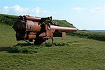 Britische Schiffskanone auf der alten Festung Skansin