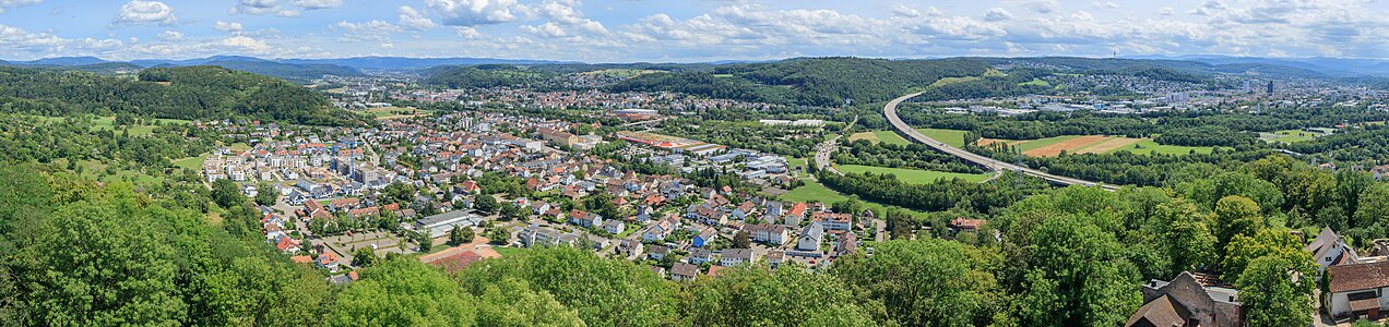 View of Lörrach, Germany from Rötteln Castle