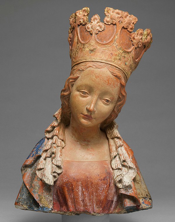 Bust of the Virgin, Bohemia, c. 1390–95, terracotta with polychromy