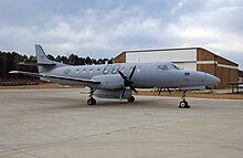 An RC-26B sits at Jacksonville ANG Base in February 2005. C-26B Metroliner aircraft at Jacksonville Air National Guard Base.jpg