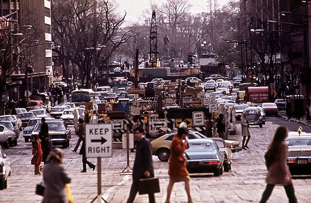 The Washington Metro being constructed on Connecticut Avenue in March 1973