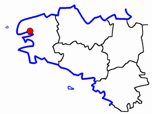 Location of the canton of Brest-Plouzané