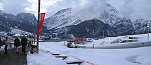 Picture of turns 15 through 19 (right to left) of Cesana Pariol during the 2006 Winter Olympics Cesana Torinese-Bobsleigh.jpg