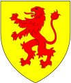 Arms of Charlton, Baron Charlton, of Powys, Monmouthshire: Or, a lion rampant gules (arms of Princes of Powys Wenwynwyn)