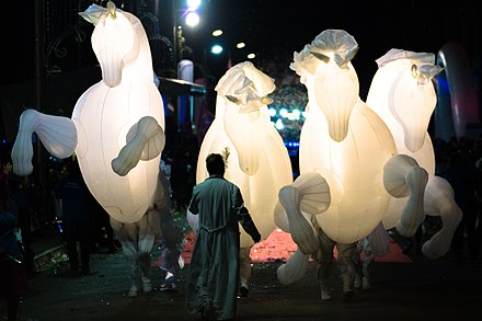 Horses of air and light at the Big Parade of the Litoral, in Kourou