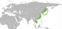 Chrysochroa fulgidissima dağılımı map.png