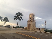 Clock tower at the municipal beach and the east end of Worth Avenue