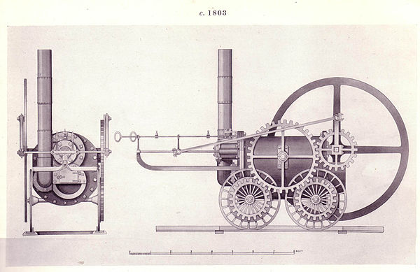 A drawing of the Coalbrookdale locomotive from the Science Museum