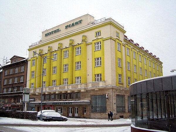 Hotel Piast in Český Těšín, one of the architectural symbols of the Polish minority