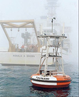 The Deep-ocean Assessment and Reporting of Tsunamis (DART(r) II) tsunami buoy. Dart tsunamicover.jpg