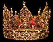 The crown of Christian IV, part of the Danish Crown Regalia Denmark crown.jpg