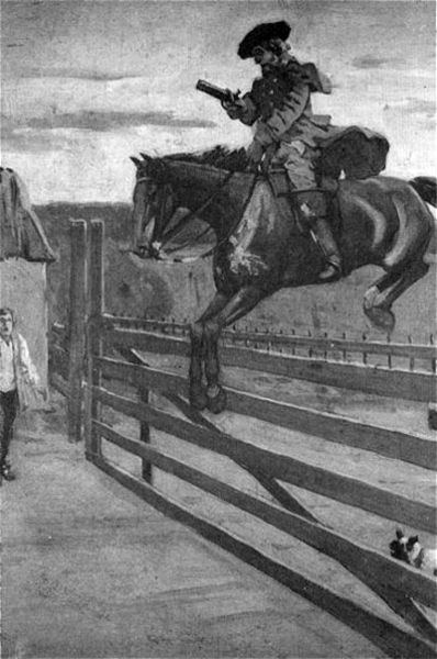 Dick Turpin and his horse Black Bess clear Hornsey Tollgate.