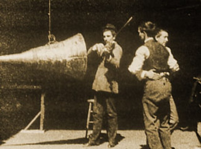 Image from The Dickson Experimental Sound Film (1894 or 1895), produced by W.K.L. Dickson as a test of the early version of the Edison Kinetophone, co