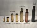 .357 Magnum Hülse im Vergleich mit anderen Kalibern