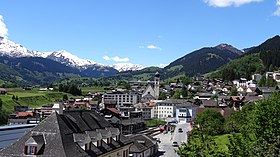 View over Disentis to the west