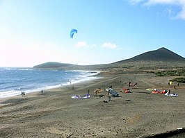 Het windsurf- en kitestrand van El Médano (februari 2006)