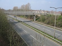 Footbridge on the Ely Link Road, connecting Mary Immaculate High School to Caerau Ely Link Road.jpg