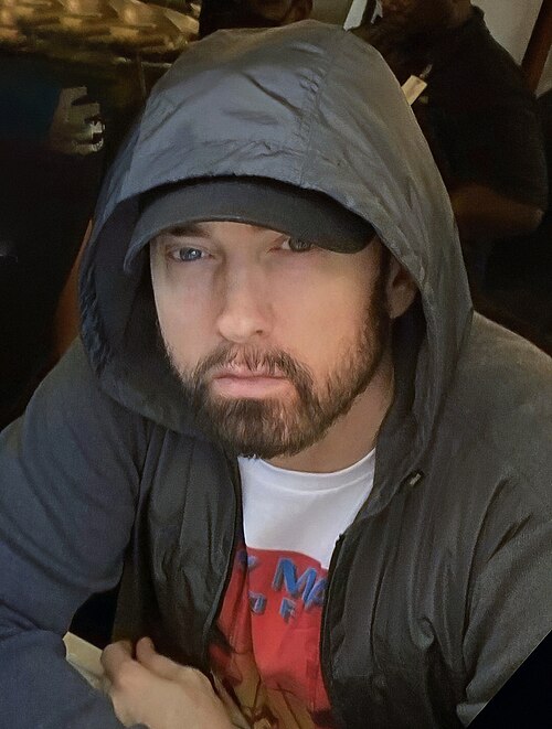 Eminem at the opening of his restaurant, Mom's Spaghetti, in 2021