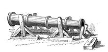 A pen-and-ink drawing of a very early bombard