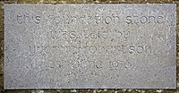 Inscription: This foundation stone was laid by Yvonne Robertson 2nd June 1976.Part for five blocks of buildings built for sheltered accomodation for the elderly.