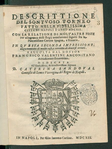 File:Francesco Valentini, Descrittione del sontuoso torneo fatto nella Fidelissima Città di Napoli, 1612.djvu