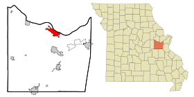 Franklin County Missouri Incorporated and Unincorporated areas Washington Highlighted.svg