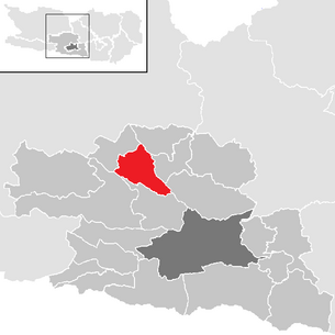 Lage der Gemeinde Fresach im Bezirk Villach-Land (anklickbare Karte)