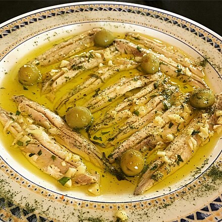 Fresh sardines in vinegar at Tasca Nueva Bahía