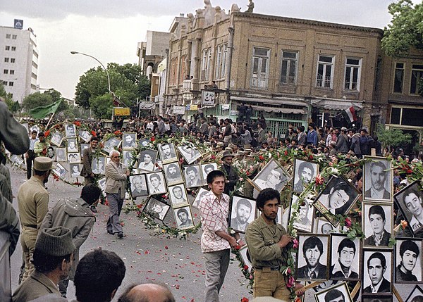 Funeral of the Dead Basijis in Iran-Iraq war, Tabriz - 1984.jpg
