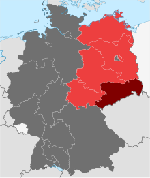 Location of Saxony within the GDR. GDR location map Oct1949 - Jul1952 SN.svg