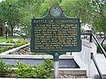 Historical marker outside city hall: About the Battle of Gainesville