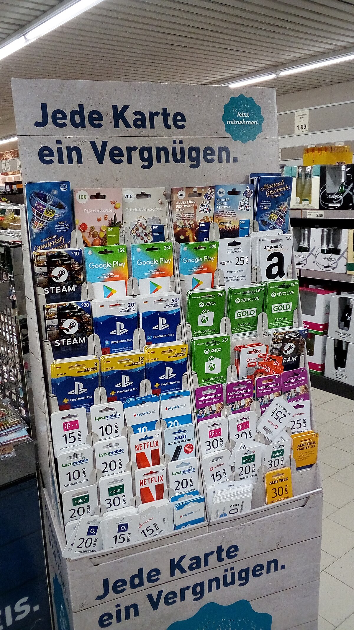 1200px Gift cards at the Aldi%2C D%C3%B6rpen %282018%29