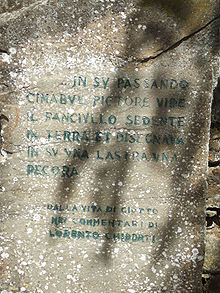 Plaque commémorative sur le pont de Cimabue.