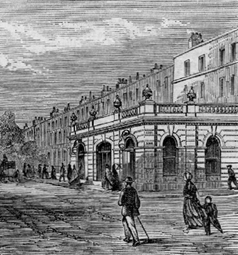 The original southern entrance building on Euston Road, 1862