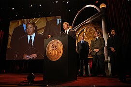 Graham Yost accepts the Peabody Award, May 2003 (1).jpg