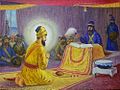 Guru Gobind Singh bowing to Guru Granth.jpg