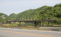 経路変更で廃線となった旧伯備線鉄橋（2008年5月4日 井倉駅 - 石蟹駅間）