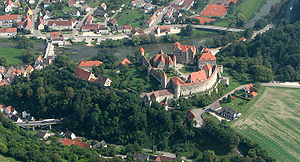 Aerial view of the castle from the west