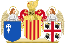 Heraldic Emblems of the Kingdom of Aragon with supporters.svg