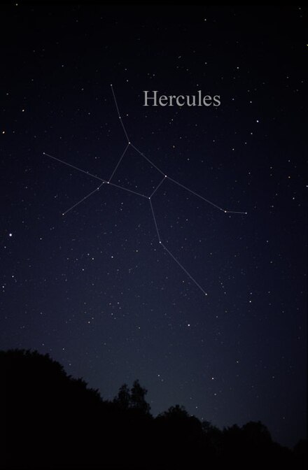 The constellation Hercules as it may appear to the naked eye.