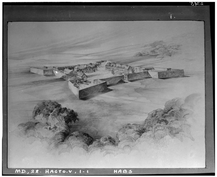 File:Historic American Buildings Survey Albert S. Burns, Photographer C. 1934, 1935. PERSPECTIVE SKETCH - Fort Frederick, Hagerstown, Washington County, MD HABS MD,22-HAGTO.V,1-1.tif