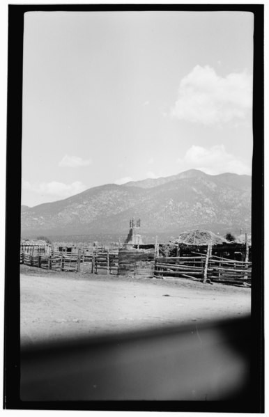 File:Historic American Buildings Survey Frederick D. Nichols, Photographer August 1936 West Facade - San Geronimo Mission, Taos Pueblo, Taos County, NM HABS NM,28-TAOP,1-1.tif