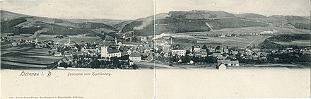 Panorama von Liebenau und Umgebung um 1905, vom Kapellenberg aus gesehen