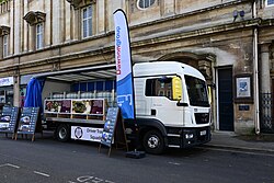 A Dawsongroup training truck on display at the 2024 Freedom of the City military parade in Queen Victoria Square, Kingston upon Hull.