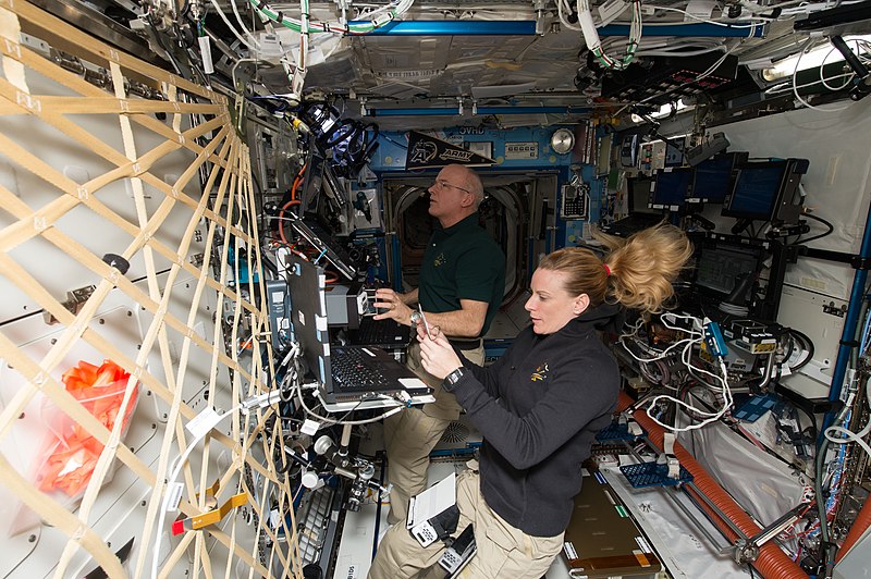 File:ISS-48 Jeff Williams and Kate Rubins train inside the Destiny lab.jpg