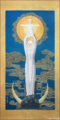 Image of Our Lady of Sheshan, Help of Christians as it appears atop the exterior cupola of the Sheshan Basilica, this rendition above is created by Holy Wisdom Catholic Decoration and Art Design Studio(圣智天主教装饰与艺术品工作室) in Shanghai