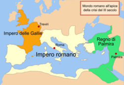 Il regno di Palmira sotto Zenobia, al suo massimo apogeo, dopo l'espansione del 270, prima dell'inizio della riconquista di Aureliano (271)